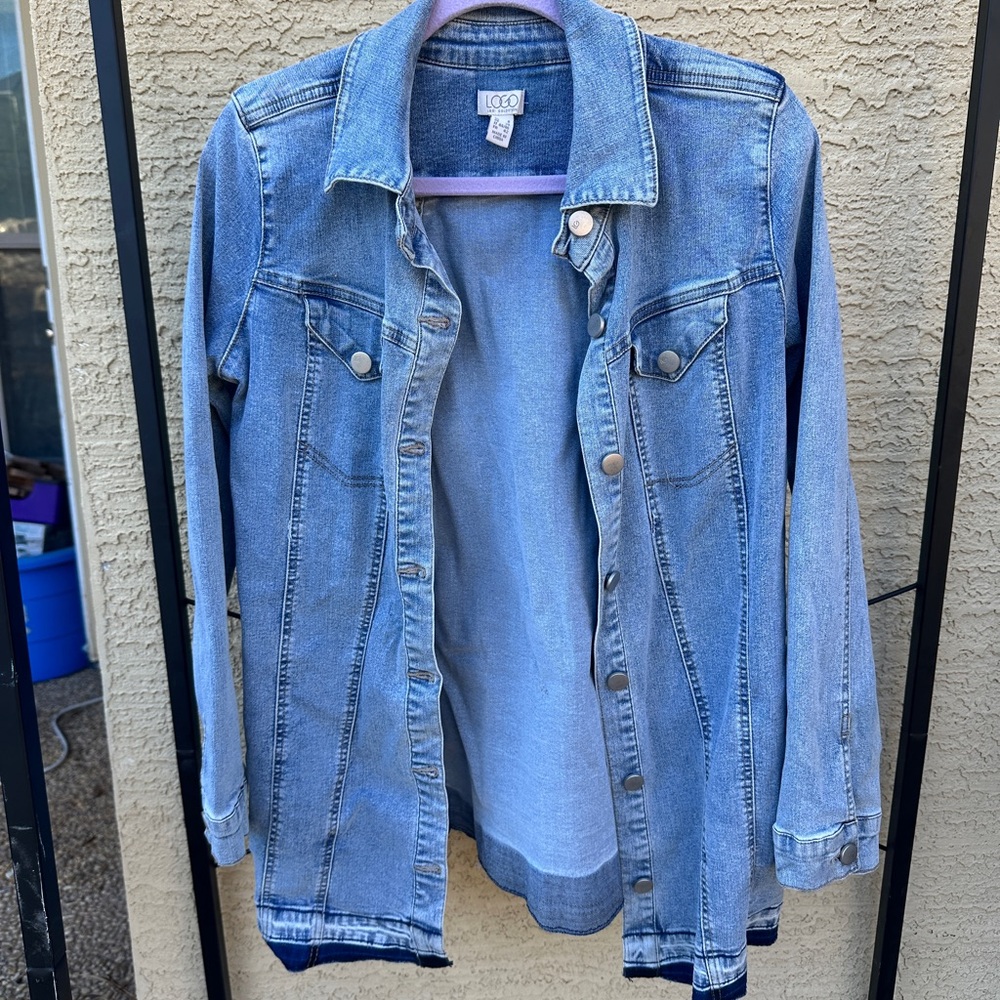 LOGO by Lori Goldstein Light Blue Jean Jacket
